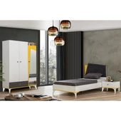 Giallo Genç Odası - 3 Kapılı Dolap, Karyola, Komodin - 1