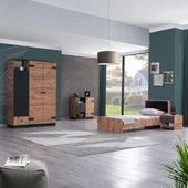 Milas Genç Odası - 3 Kapılı Dolap, Karyola, Komodin, Şifonyer - 1