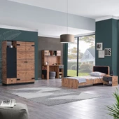 Milas Genç Odası - 3 Kapılı Dolap, Karyola, Komodin, Masa - 1