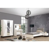 Safir Genç Odası - 3 Kapılı Dolap, Karyola, Komodin, Masa - 1