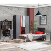 Antre Genç Odası - 3 Kapılı Dolap, Karyola, Komodin, Masa - 1