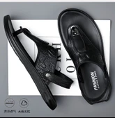 Erkek Deri Parmak Arası Sandalet (Siyah) thumbnail 11