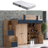 Ranza, Riva Ranza Çalışma Masası 2 Kapaklı Dolap 1 Adet Comfort Yatak - 1