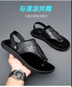 Erkek Deri Parmak Arası Sandalet (Siyah) thumbnail 9