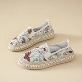 Kadın Espadril Loafer Ayakkabı (Kelebek Siyah-1) - 5