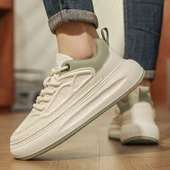 Erkek Günlük Kalın Taban Ayakkabı (Bej - Kahve) thumbnail 3