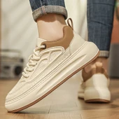 Erkek Günlük Kalın Taban Ayakkabı (Bej - Kahve) thumbnail 4