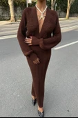 Laura Derin Dekolte Kroşe Elbise - - 4