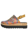 Kadın Vegan Deri Turuncu Kalın Taban Sandalet - India Tasarım - 5