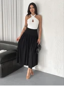 Sandy Uzun Yüksel Bel Etek - Siyah - 3