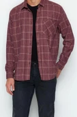 Moda Erkek Gömlek Yaka Ekose Günlük Regular Fit Tek Cepli Kışlık Oduncu Kareli Gömlek - 3