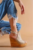 Kadın Moda Arkası Açık Dolgu Topuklu Ayakkabı Şık ve Zarif Abiye Ayakkabı - 2