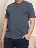 Erkek Geniş Kalıp %100 Pamuk Kısa Kol Cepli Büyük Beden Pijama Takımı - 9