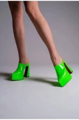 Kadın Moda Çift Platform Tasarım Burnu Kapalı Yüksek Topuklu Terlik Şık ve Zarif Abiye Ayakkabı - 2