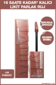 MAYBELLİNE NEW YORK Super Stay Vinyl Ink Uzun Süre Kalıcı Nude Tonlu Likit Parlak Ruj 120 Punchy - 1