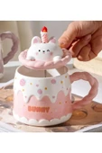 Pasta Kedi Temalı Seramik Kupa (PEMBE) - 2
