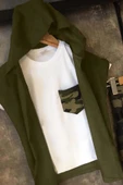 Erkek Çocuk Cep Detaylı T-shirt Kolsuz Yeşil Yelek Kamuflaj Detaylı Eşofman Takım - 2