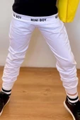 Erkek Çocuk Mini Boy Yazı ve Şerit Detaylı T-shirt Kolsuz Sarı Yelek Eşofman Takım - 5