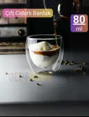 80 ml Espresso Bardağı Kahve Bardağı Çift Cidarlı Bardak Viski Bardağı - 1