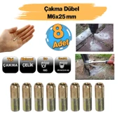 Çakma Çelik Dübel İç Dişli M6x25 mm Çanak Anten Raf Montaj Bağlantı Monte Asma Aparat 8 Adet - 1