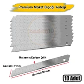 İthal 10'lu 10 Adet 9 mm x 81 mm Maket Bıçağı Yedeği Ucu Kırılabilir Yedek Uç Bıçak Ucu  Jilet - 1