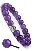 Sertifikalı Gerçek Ametist Taşı Bileklik - Gümüş Aparatlı thumbnail 2
