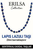 Sertifikalı Kırık Taşlı Model İnci - Lapis Lazuli Taşı Kolye - 2