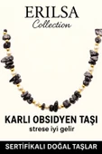 Sertifikalı Kırık Taşlı Model İnci - Karlı Obsidyen Taşı Kolye thumbnail 2