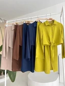 Crop Gömlekli Ve Eteği Büzgülü Tasarım Takım 10195 - 9