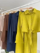 Crop Gömlekli Ve Eteği Büzgülü Tasarım Takım 10195 - 10