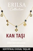 Sertifikalı Gold Heliotrop - Kan Taşı Şans Charm Kolye - Işıltı Serisi - 2