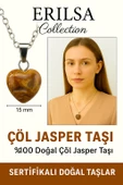 Sertifikalı Mini Kalp Model Çöl Jasper Taşı Kolye – Dayanıklılık, Denge ve Topraklanma Taşı - 1