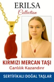 Sertifikalı Penguen Model Kırmızı Mercan Kolye – Sadakat, Enerji ve Cesaret Taşı - 1