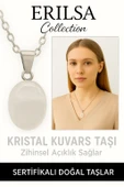 Sertifikalı Oval Kristal Kuvars Taşı Kolye – Arınma, Şifa ve Enerji Dengeleyici Taş - 1