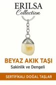 Sertifikalı Beyaz Akik Taşı Anahtarlık – Saflık, Huzur ve Enerji Dengeleyici Taş thumbnail 1