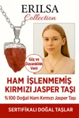 Sertifikalı Ham İşlenmemiş Kırmızı Jasper Taşı Kolye – Dayanıklılık, Güç ve Topraklanma Taşı thumbnail 1