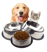 Pati Desenli Kedi Köpek Çelik Mama Kabı 18 cm - 1