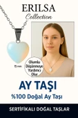 Sertifikalı Kalp Model Mini Ay Taşı Kolye – Duygusal Denge ve Dişil Enerji Taşı - 1