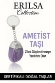 Sertifikalı Ametist Taşı Anahtarlık – Stres Azaltıcı ve Negatif Enerji Temizleyici Taş - 1