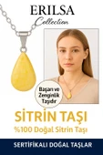 Sertifikalı Damla Model Sitrin Taşı Kolye – Bolluk, Neşe ve Pozitif Enerji Taşı - 1
