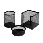 Bigpoint BP403-95 Masaüstü Metal Perfore Kalemlik Seti 3'lü, Siyah - 1