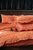 Naturis Premium %100 Pamuk Fırfırlı Çift Kişilik Nevresim Takımı- Kiremit - 2