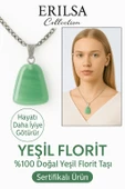 Sertifikalı AAA+ Yeşil Florit Taşı Kolye – Beşgen Model, Gümüş Aparatlı - 1