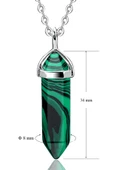 Sertifikalı Çivi Model Malahit Taşı Kolye Doğal Yeşil Siyah thumbnail 1