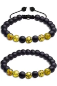 Sertifikalı Ejderha Akiği Oniks taşı Doğal Taş Bileklik Seti thumbnail 1