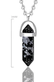 Sertifikalı Çivi Model Karlı Obsidyen Taşı Kolye Doğal Siyah Gri Renk 50 cm thumbnail 2