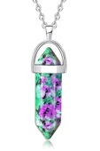 Sertifikalı Çivi Model Ruby Yakutlu Zoisit Anyolit Taşı Kolye Doğal Yeşil Mor Renkli 50 cm - 1