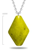 Sertifikalı Doğal Jade Ceyt Yeşim Taşı Kolye Doğal Yeşil Renk 50 cm thumbnail 1