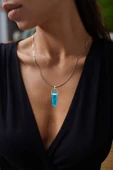 Sertifikalı Çivi Model Firuze - Turkuaz Taşı Kolye - 3