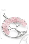 Sertifikalı Doğal Pembe Kuvars Taşı Hayat Ağacı Kolye thumbnail 2
